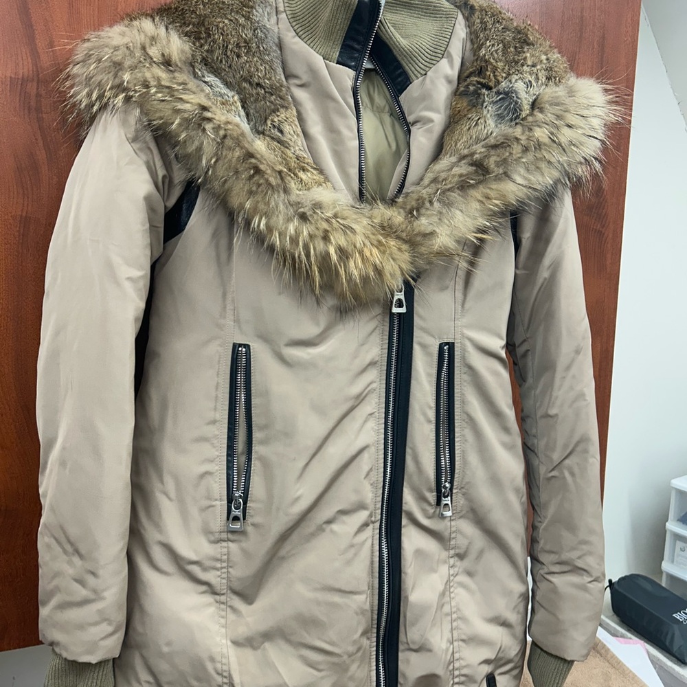 RUDSAK Beige Fur-Trimmed Puffer Jacket